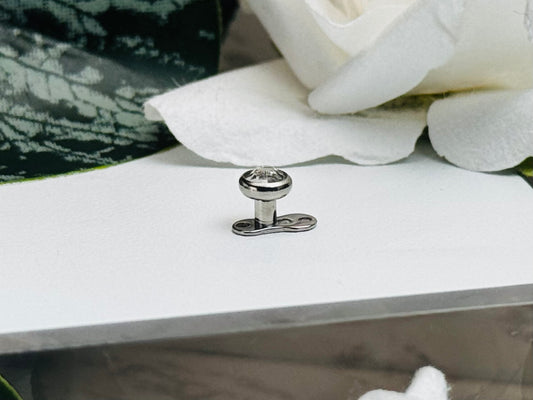 Dermal Anchor + CZ Bezel Set Gem